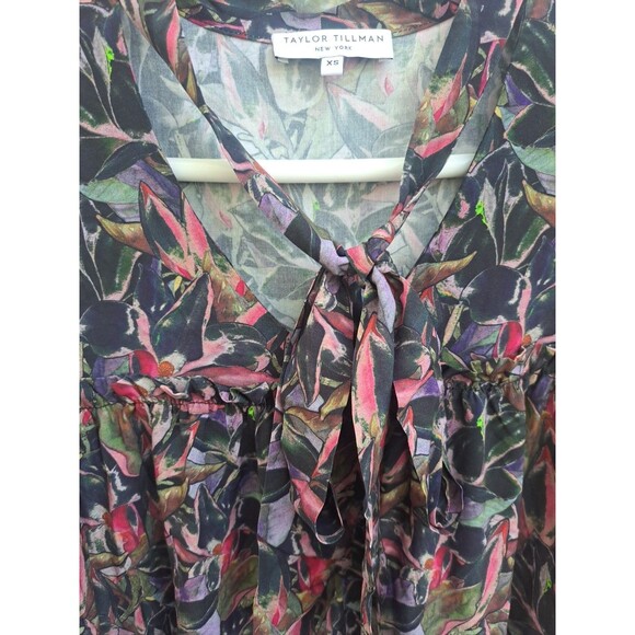 Taylor Tillman Fall Magnolia Brit Floral Rayon Dress Size XS - Picture 2 of 8